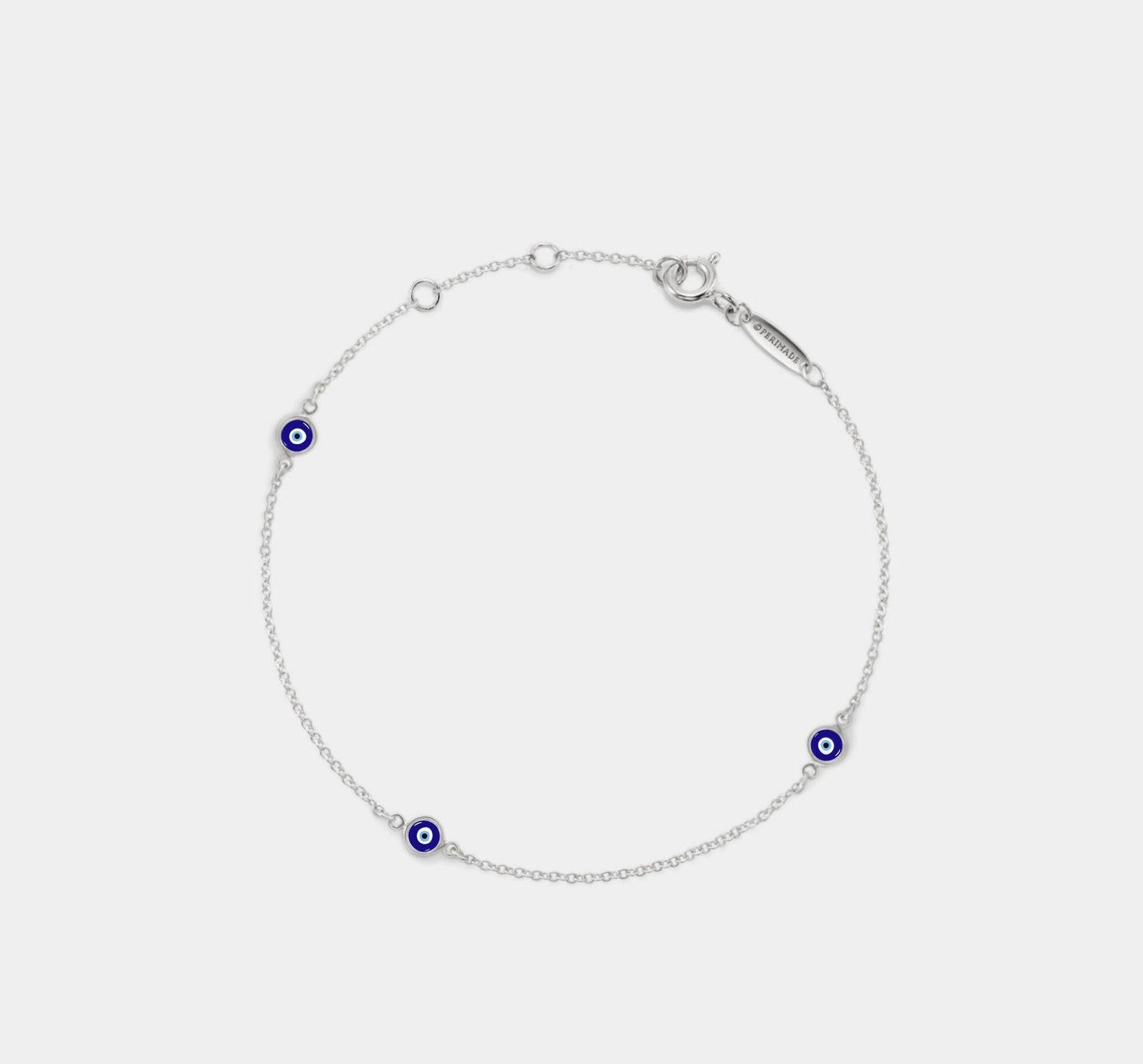 Turkish Evil Eye Charm Bracelet in Sterling Silver