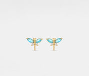 Dainty Blue Dragonfly Stud Earrings