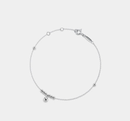 Dainty Gold Bell Bead Anklet in Silver