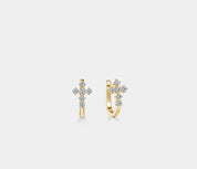 Dainty Moissanite Cross Hoop Earrings