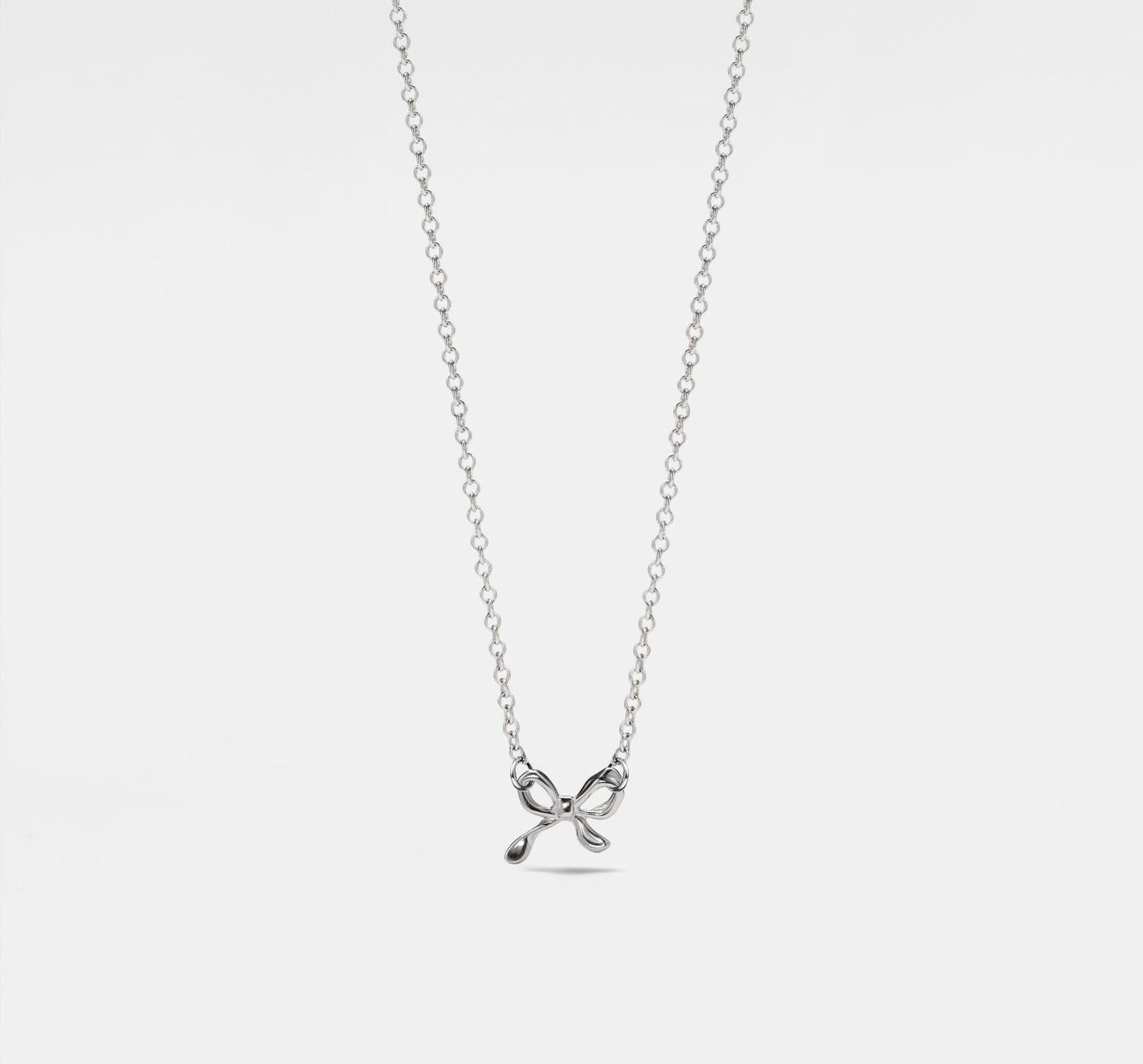 Bow Tie Charm Layering Necklace in Sterling Silver