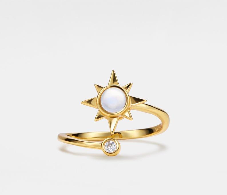 Sterling Silver Opal Star Spinner Ring