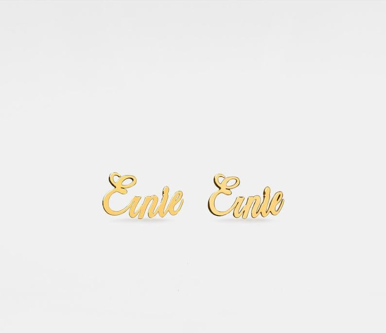 Personalized Sterling Silver Name Stud Earrings