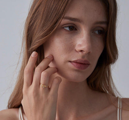 Dainty Bow Tie Band Ring in Gold and Silver