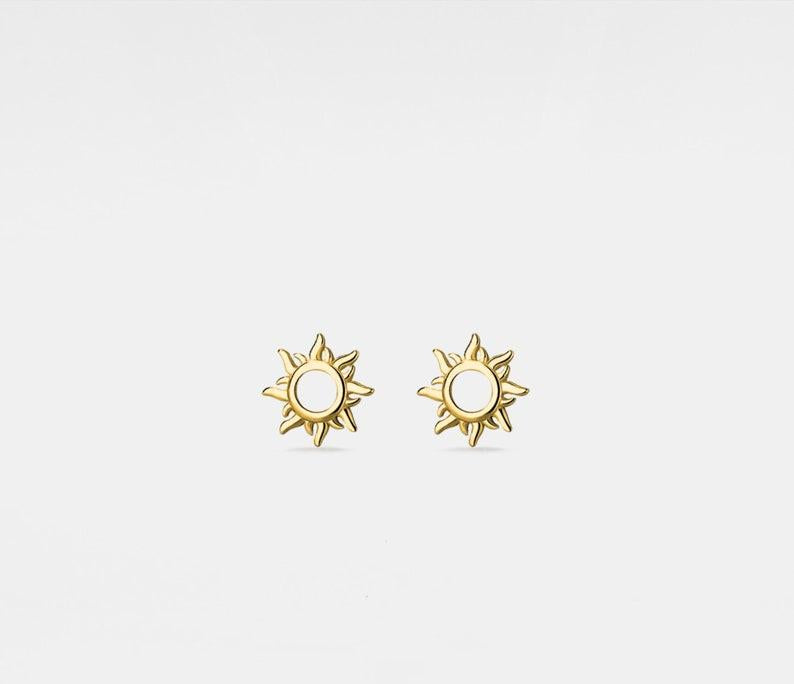 Dainty Gold Sun Stud Earrings for Friendship