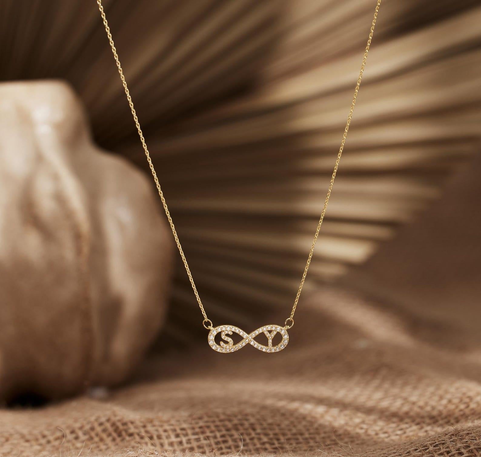 Personalized Diamond Infinity Necklace with Initials