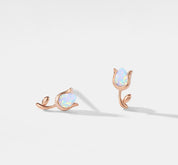 Tiny Opal Tulip Stud Earrings in Sterling Silver