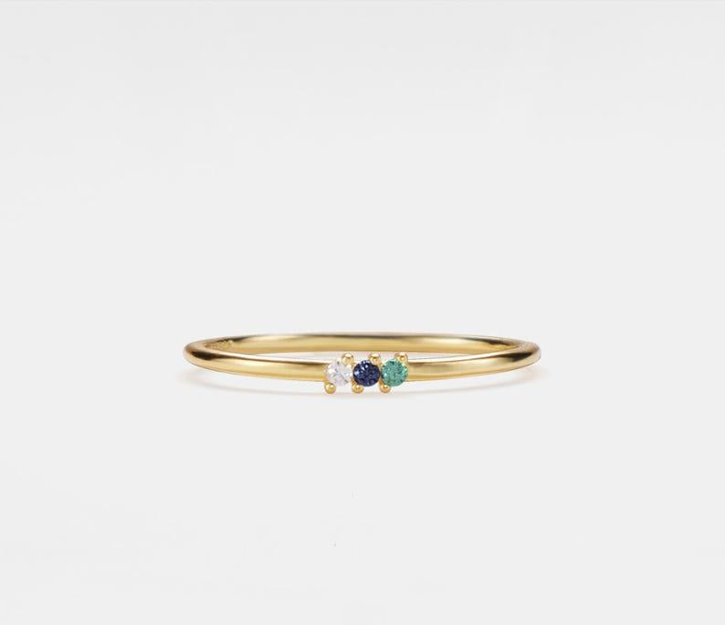 Custom Gold Triple Birthstone Ring