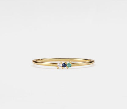 Custom Gold Triple Birthstone Ring