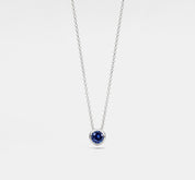 Round Cut Birthstone Pendant Necklace in Sterling Silver