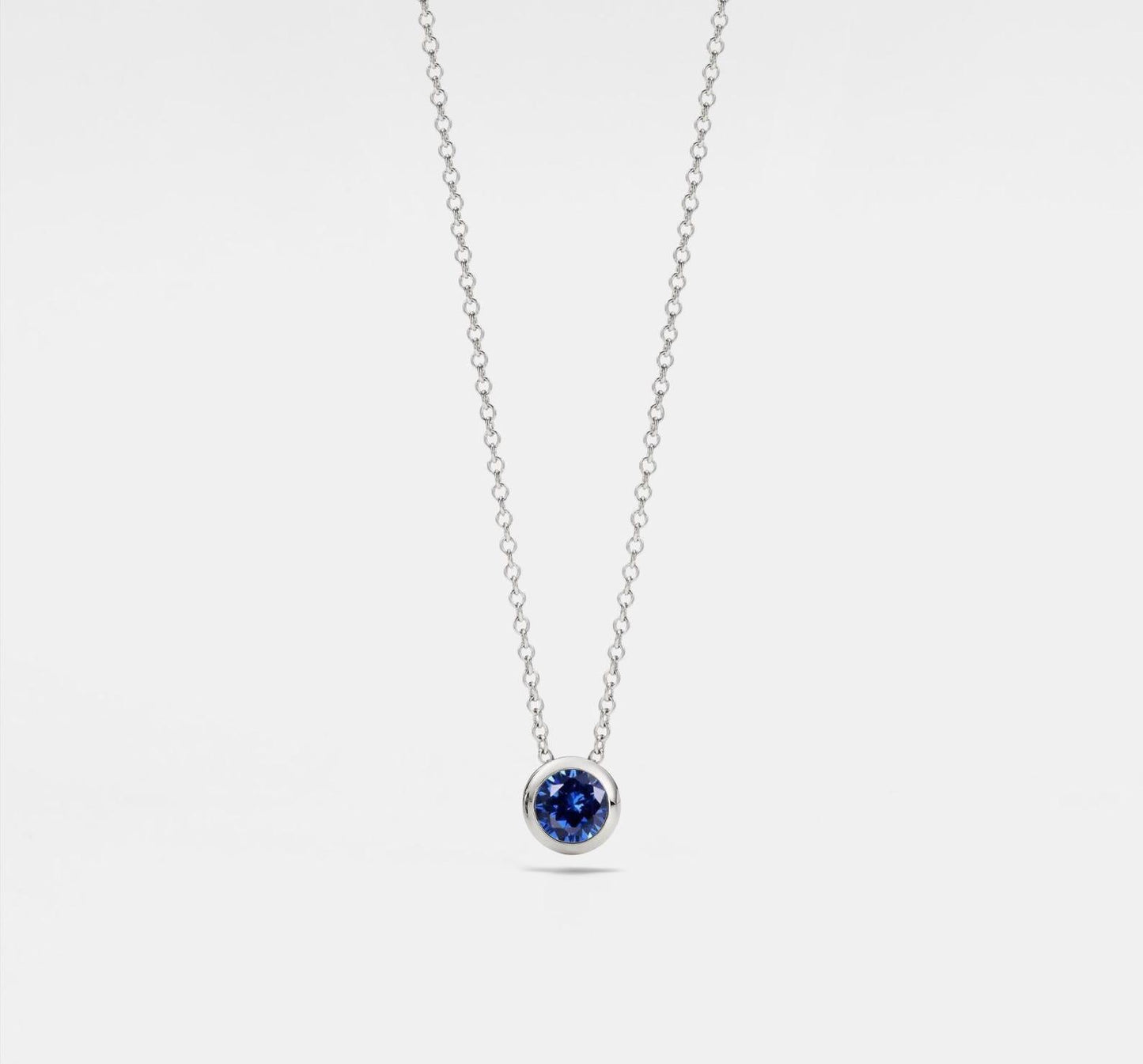 Custom Round Cut Birthstone Necklace in Silver