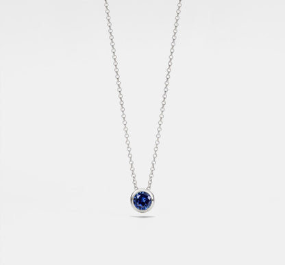 Custom Round Cut Birthstone Necklace in Silver