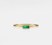 Dainty Baguette Cut Birthstone Ring