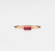 Dainty Baguette Cut Birthstone Ring