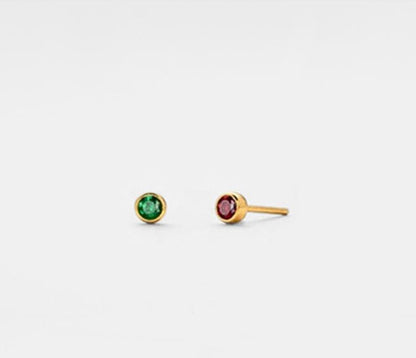 Custom Birthstone Stud Earrings in Gold and Silver