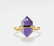 Natural Hexagon Amethyst Ring in Sterling Silver