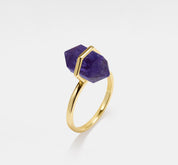 Natural Hexagon Amethyst Ring in Sterling Silver