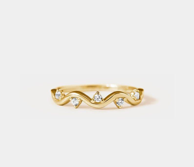 Gold Ocean Wave Stacking Ring