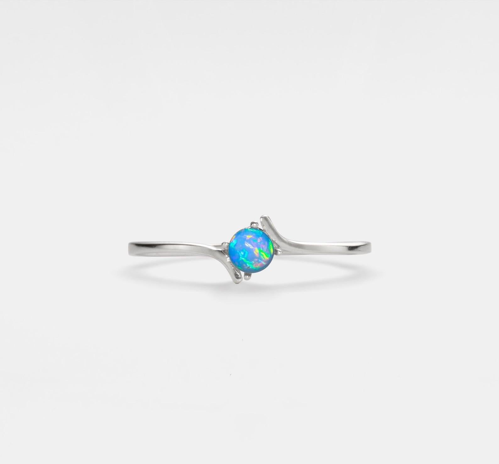 Natural Opal Gold Stacking Ring