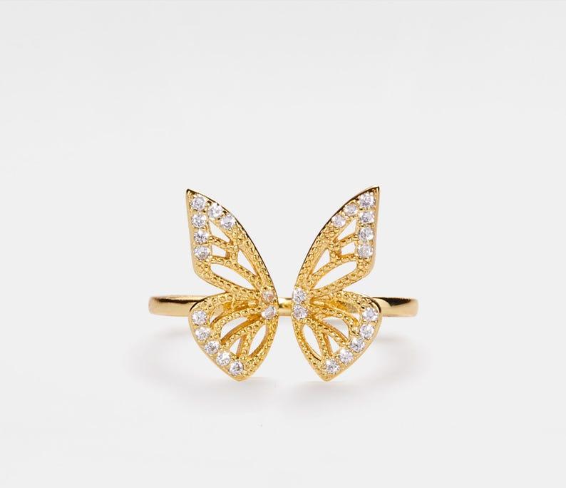 Dainty Gold Butterfly Stacking Ring