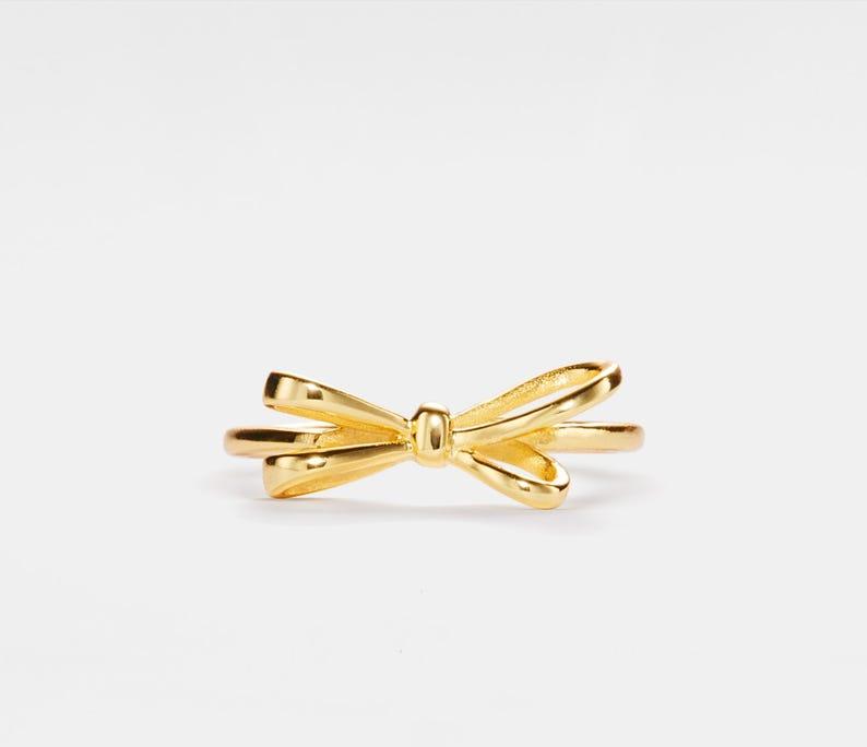 Dainty Gold Bow Tie Band Ring