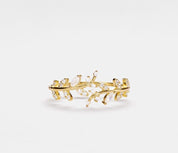 Dainty Olive Tree Leaf Bypass Ring