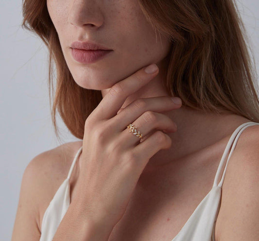 Dainty Olive Tree Leaf Bypass Ring