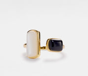 Black and White Agate Minimalist Ring