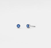 Turkish Evil Eye Stud Earrings in Sterling Silver