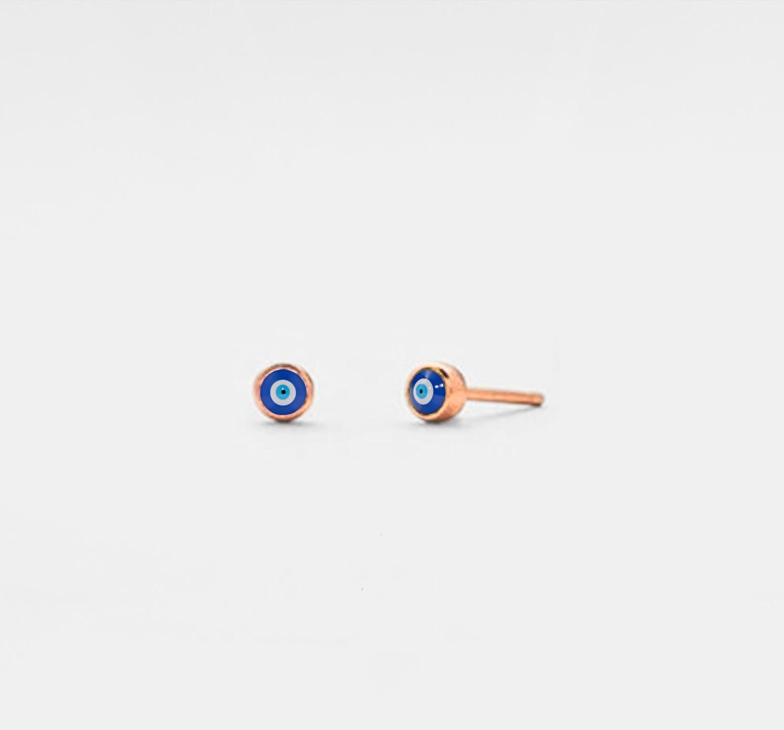 Turkish Evil Eye Stud Earrings in Sterling Silver