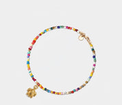 Boho Sea Turtle Rainbow Bead Anklet