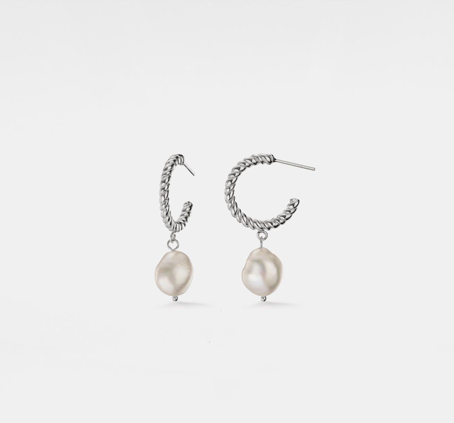 Baroque Pearl Gold Hoop Earrings