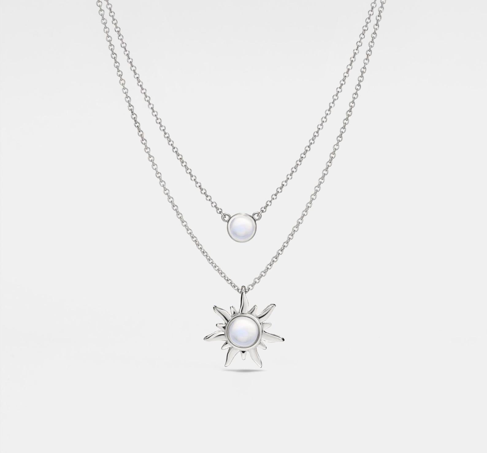 Dainty Opal Double Chain Necklace