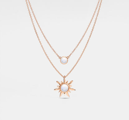 Sun Moon Opal Double Chain Necklace