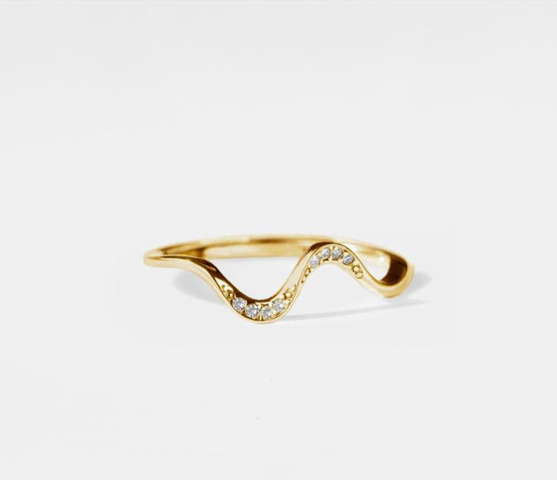 Dainty Gold Ocean Wave Band Ring