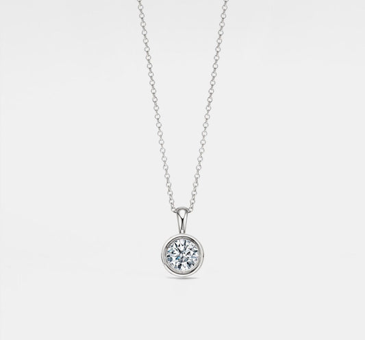 Round Cut Moissanite Pendant Necklace in Silver