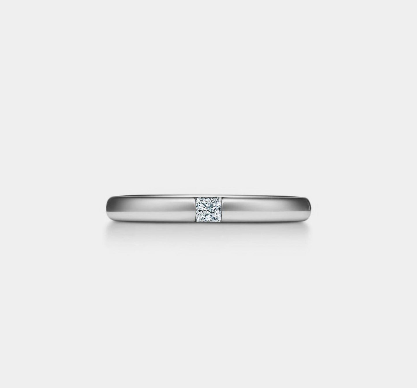 Princess Cut Moissanite Silver Wedding Band