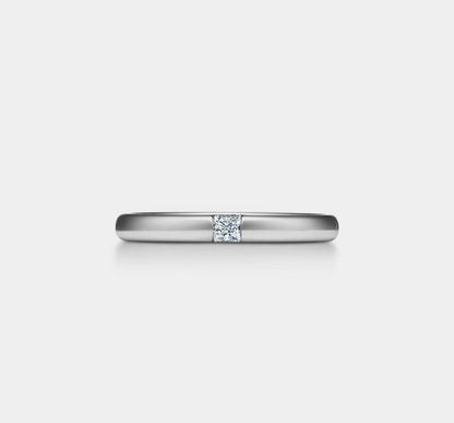 Princess Cut Moissanite Silver Wedding Band