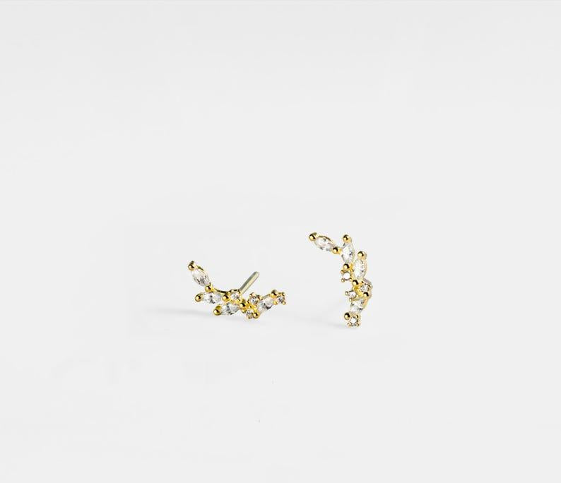 Gold Leaf Stud Earrings for Weddings and Friendship