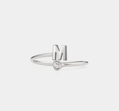 Custom Initial Letter Stacking Ring in Silver