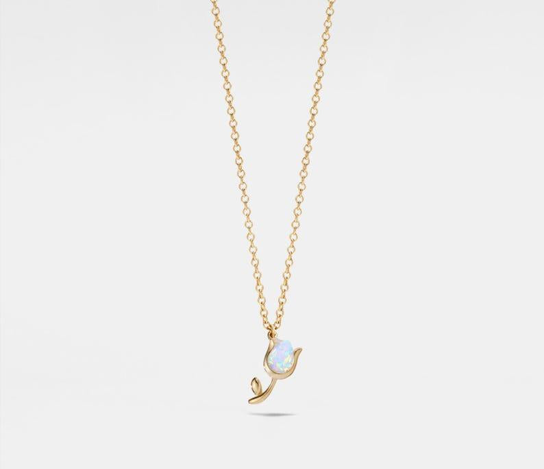 Dainty Tulip Flower Necklace in Sterling Silver