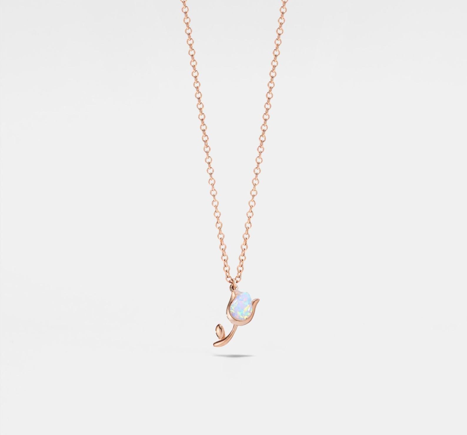 Dainty Tulip Flower Necklace in Sterling Silver