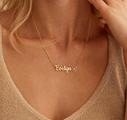 Personalized Gold Birthflower Name Necklace