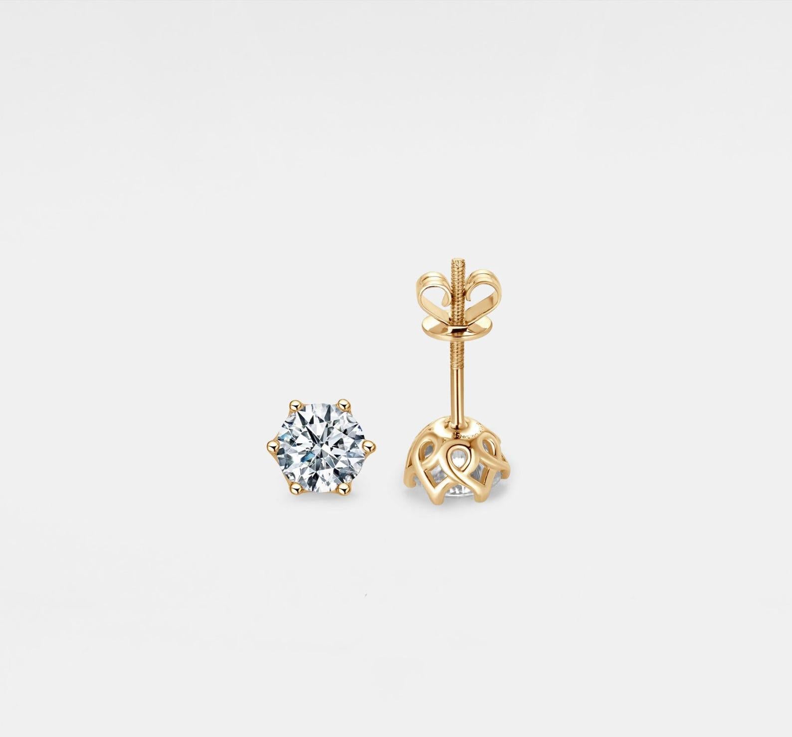 Dainty Moissanite Stud Earrings in Gold