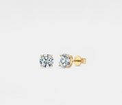 Dainty Moissanite Stud Earrings in 14K Gold