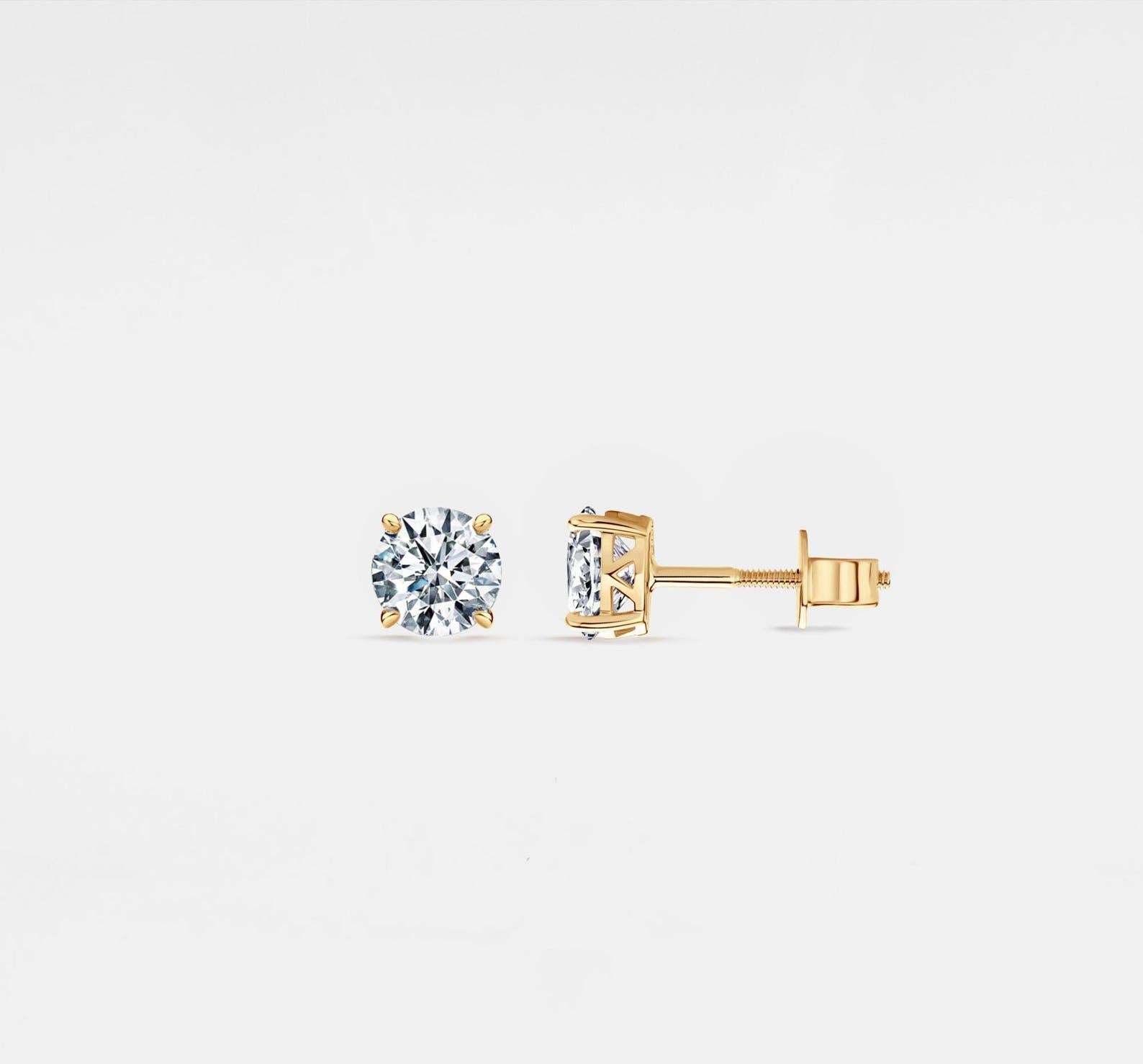 Dainty Moissanite Stud Earrings in 14K Gold