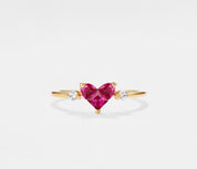 Gold Ruby Heart Statement Ring