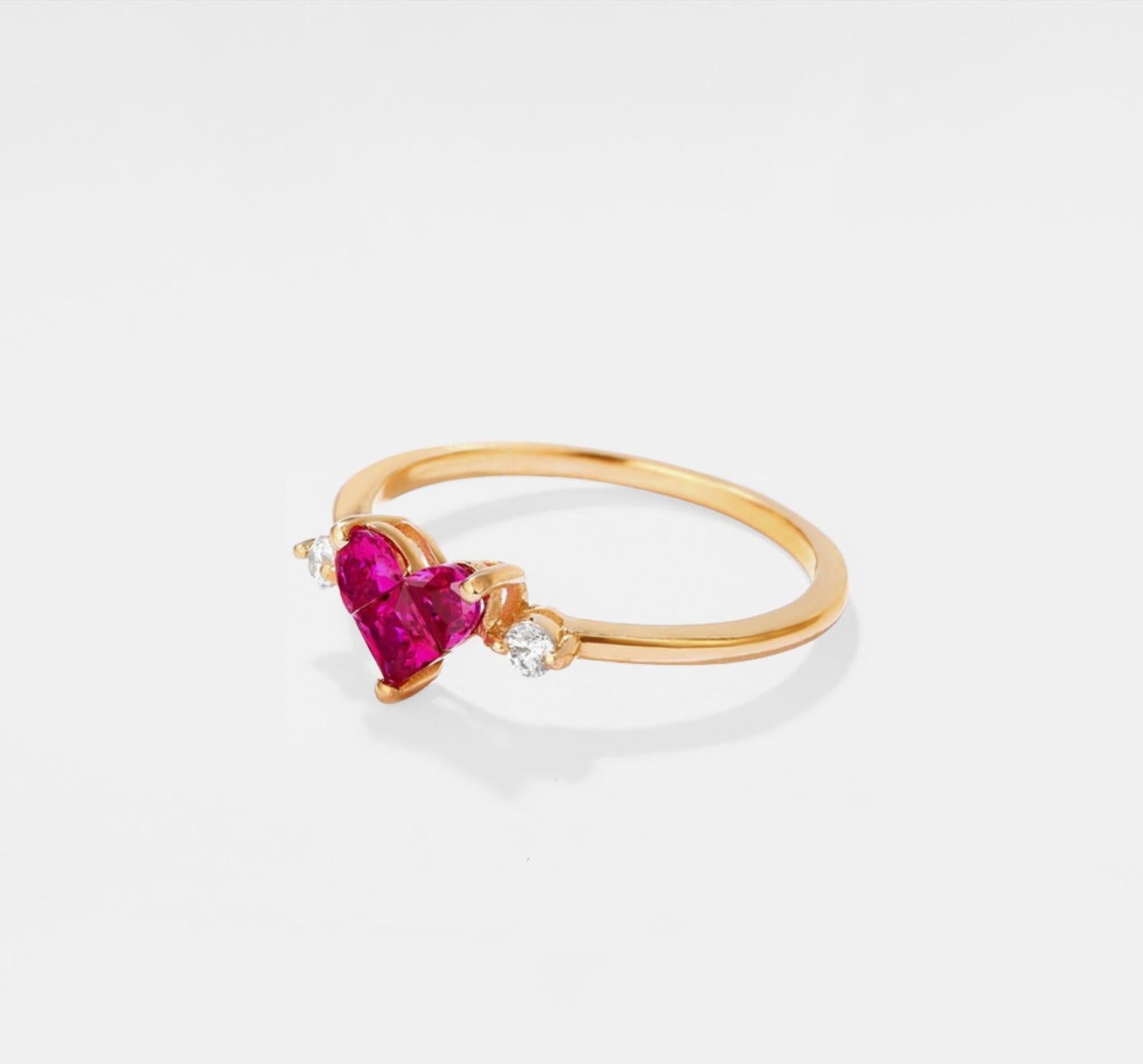 Gold Ruby Heart Statement Ring