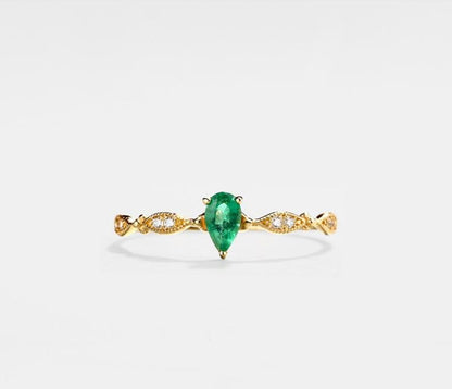 Emerald Eye Gold Stacking Ring