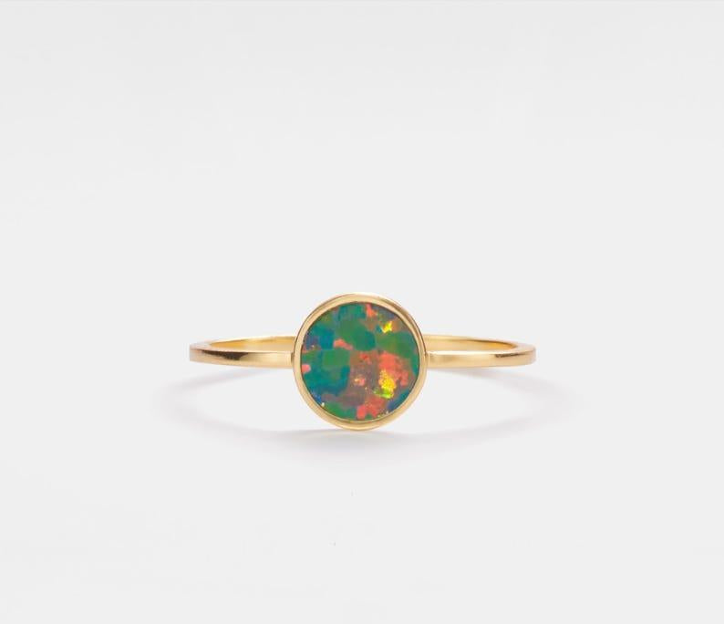 Natural Opal Stacking Ring in Gold